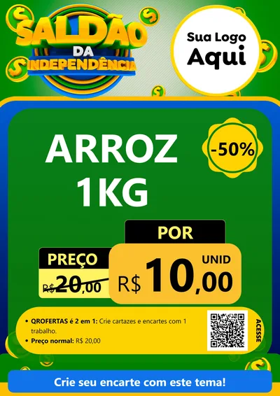 Modelo de Cartaz para Cartaz A4 Vertical com o tema Saldão da Indepêndencia para Supermercado