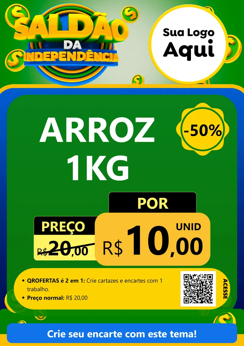 Modelo de Cartaz para Cartaz A4 Vertical com o tema Saldão da Indepêndencia para Supermercado
