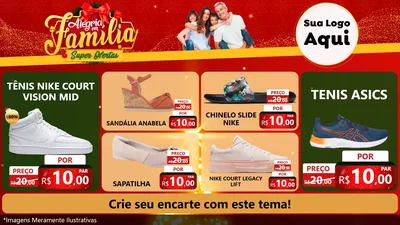Modelo de TV para TV Horizontal com o tema Alegria em Família Super Ofertas - Natal para Calçados