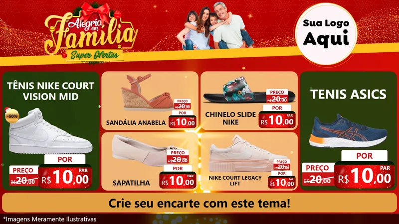 Modelo de TV para TV Horizontal com o tema Alegria em Família Super Ofertas - Natal para Calçados