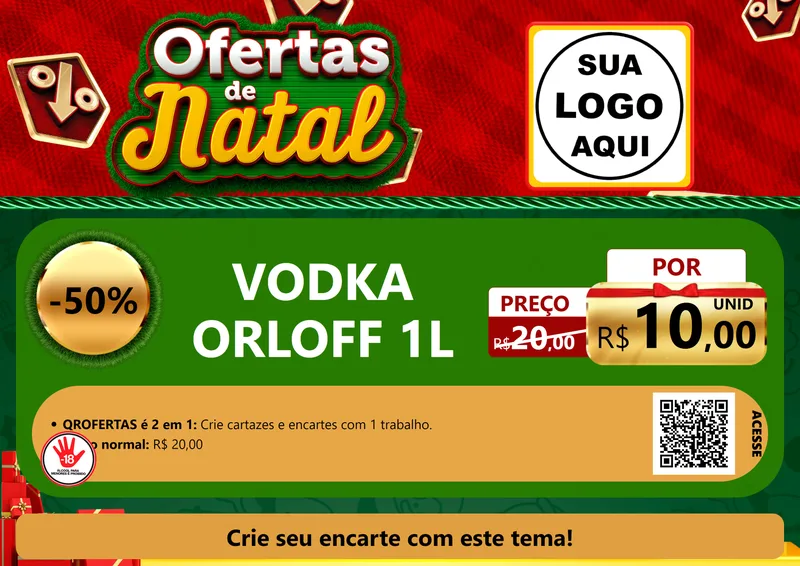 Modelo de Cartaz para Cartaz A4 Horizontal com o tema Ofertas de Natal para Distribuidora de bebidas
