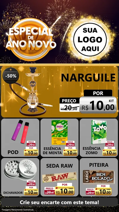 Modelo de Rede Social para Stories com o tema Especial de Ano Novo para Tabacaria