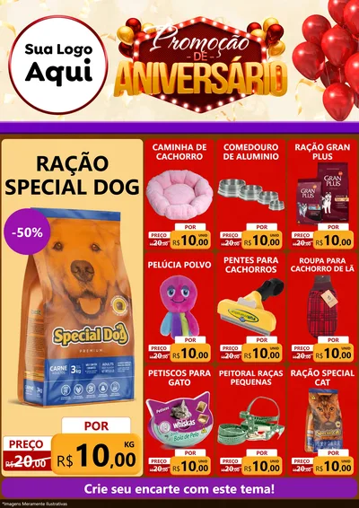 Modelo de Encarte para Encarte A4 Vertical com o tema Promoção de Aniversário para Pet Shop