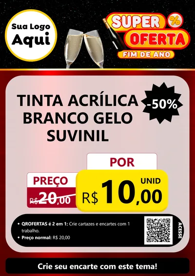 Modelo de Cartaz para Cartaz A4 Vertical com o tema Super Oferta Fim de Ano para Tintas e Ferramentas
