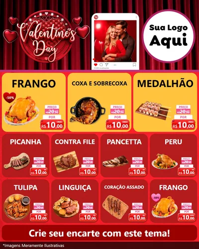 Modelo de Rede Social para Feed Instagram com o tema Valentine's Day para Assados