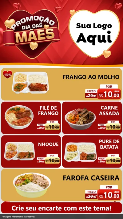 Modelo de TV para TV Vertical com o tema Promoção Dia das Mães para Restaurante