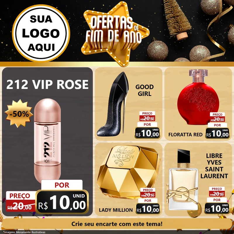 Modelo de Rede Social para Feed Facebook com o tema Ofertas de Fim de Ano para Perfumes