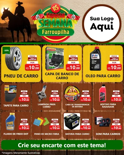 Modelo de Rede Social para Feed Instagram com o tema Especial Semana Farroupilha para Auto peças