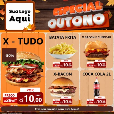 Modelo de Rede Social para Feed Facebook com o tema Especial Outono para Hamburgueria