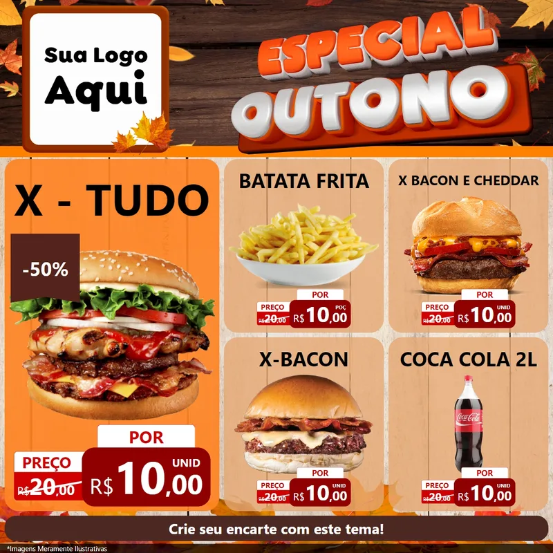 Modelo de Rede Social para Feed Facebook com o tema Especial Outono para Hamburgueria
