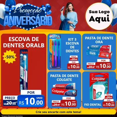 Modelo de Rede Social para Feed Facebook com o tema Promoção de Aniversário para Higiene Pessoal