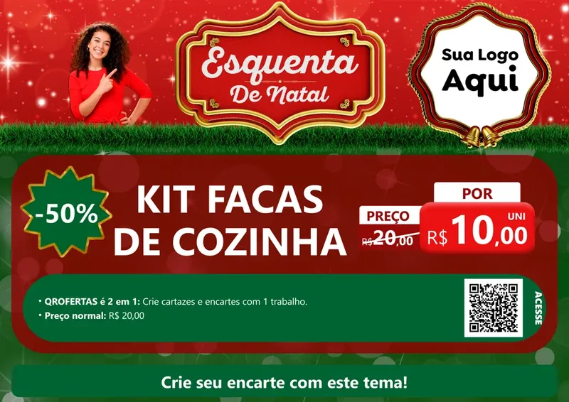 Modelo de Cartaz para Cartaz A4 Horizontal com o tema Esquenta de Natal para Utilidades Domésticas