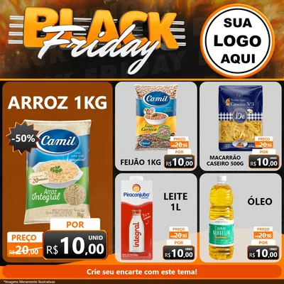 Modelo de Rede Social para Feed Facebook com o tema Black Friday para Supermercado