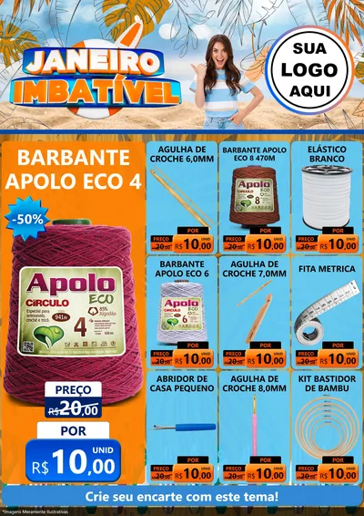 Modelo de Encarte para Encarte A4 Vertical com o tema Janeiro Imbatível para Armarinho e Aviamentos