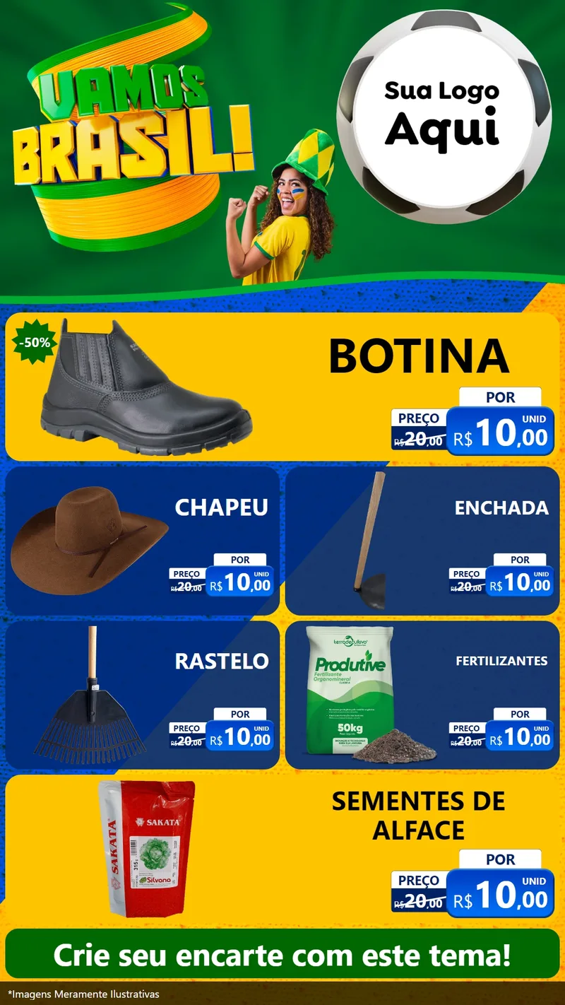Modelo de TV para TV Vertical com o tema Vamos Brasil - Copa para Agropecuária