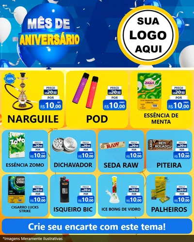 Modelo de Rede Social para Feed Instagram com o tema Mês de Aniversário para Tabacaria
