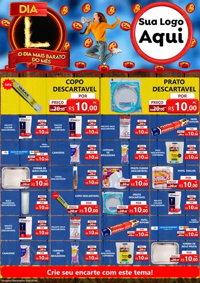 Modelo de Encarte para Encarte A4 Vertical com o tema Dia L - O Dia Mais Barato Do Mês para Embalagens