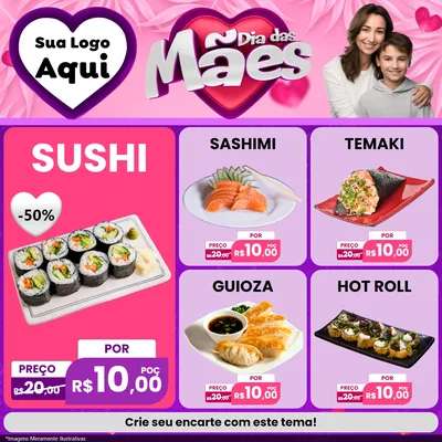 Modelo de Rede Social para Feed Facebook com o tema Dia das Mães para Comida japonesa
