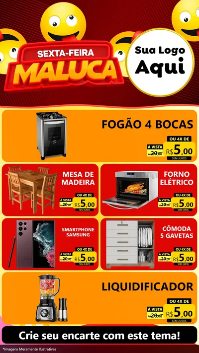 Modelo de TV para TV Vertical com o tema Sexta-feira Maluca para Móveis e Eletro
