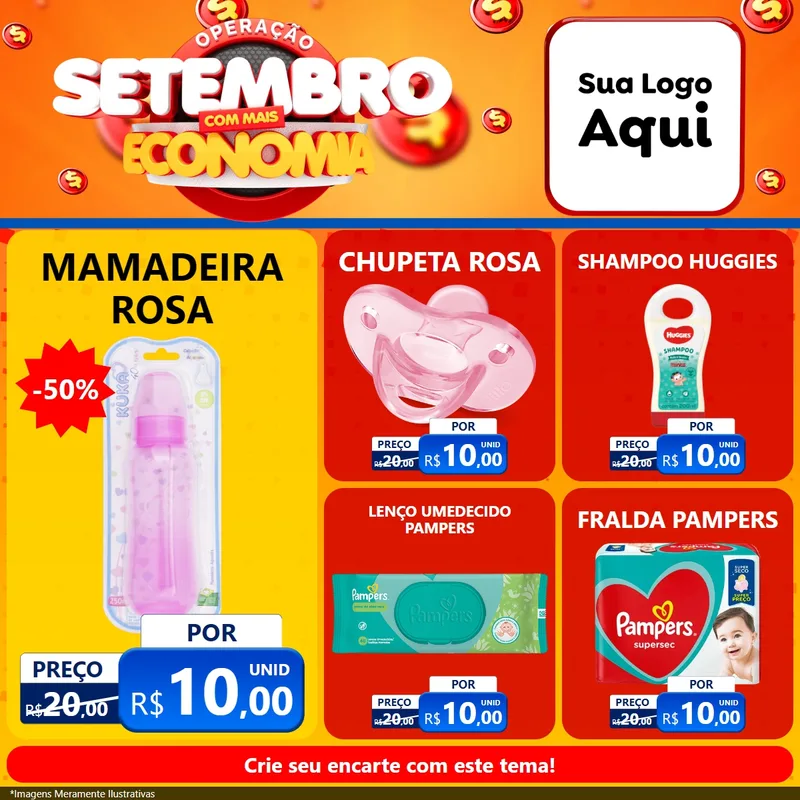 Modelo de Rede Social para Feed Facebook com o tema Operação Setembro Com Muita Economia para Bebês