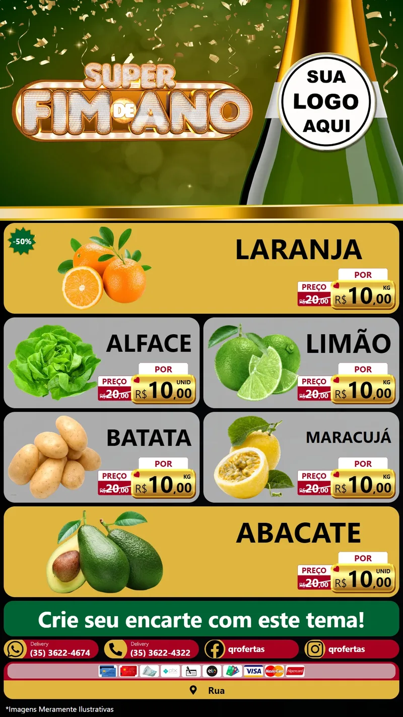 Modelo de TV para TV Vertical com o tema Super Fim de Ano para Hortifrúti