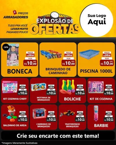 Modelo de Rede Social para Feed Instagram com o tema Explosão de Ofertas para Brinquedos