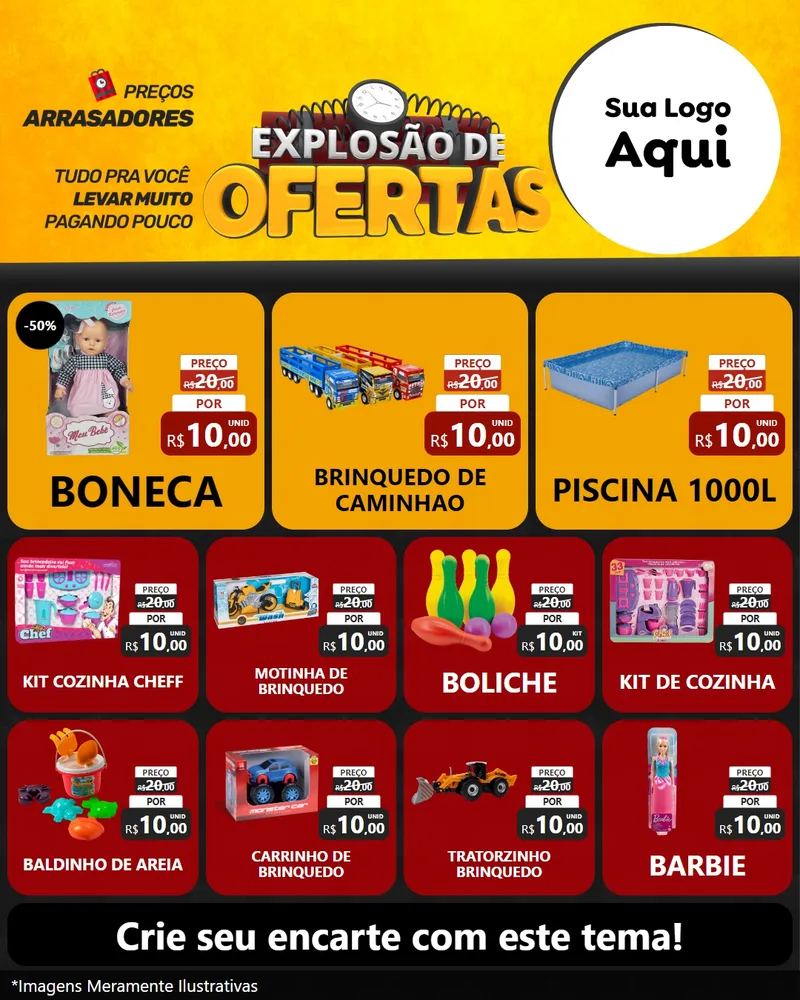 Modelo de Rede Social para Feed Instagram com o tema Explosão de Ofertas para Brinquedos