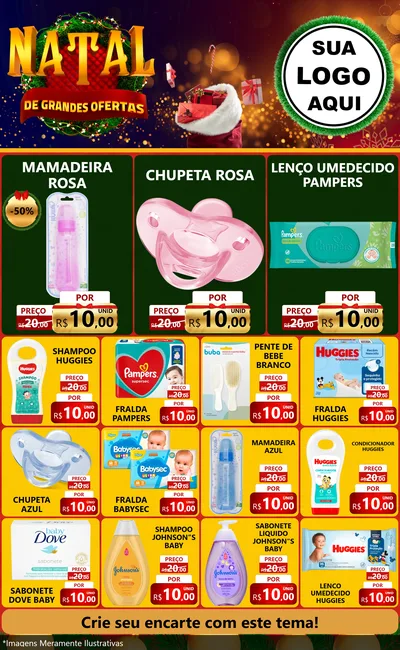Modelo de Encarte para Encarte Grande com o tema Natal de Grandes Ofertas para Bebês