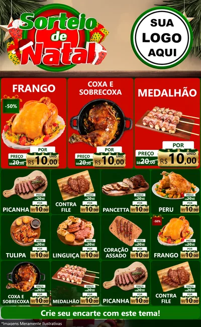 Modelo de Encarte para Encarte Grande com o tema Sorteio de Natal para Assados