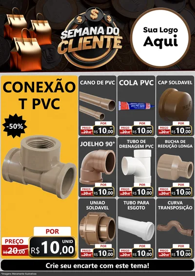 Modelo de Encarte para Encarte A4 Vertical com o tema Semana do Cliente para Tubos e conexões