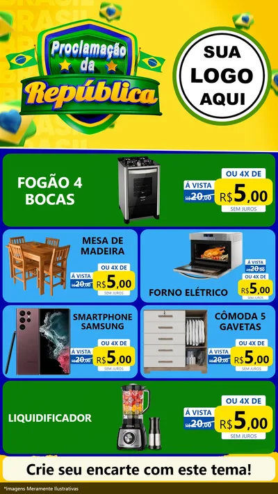Modelo de TV para TV Vertical com o tema Proclamação da República para Móveis e Eletro