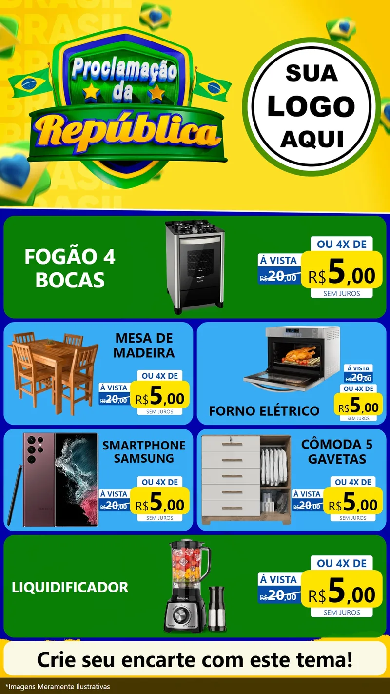 Modelo de TV para TV Vertical com o tema Proclamação da República para Móveis e Eletro