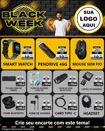 Modelo de Rede Social para Feed Instagram com o tema Black Week para Informática