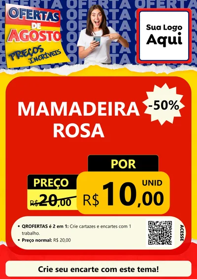 Modelo de Cartaz para Cartaz A4 Vertical com o tema Ofertas de Agosto - Preços Incríveis para Bebês