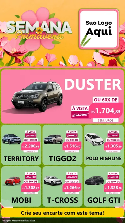 Modelo de Rede Social para Stories com o tema Semana da Primavera para Concessionaria de Carros