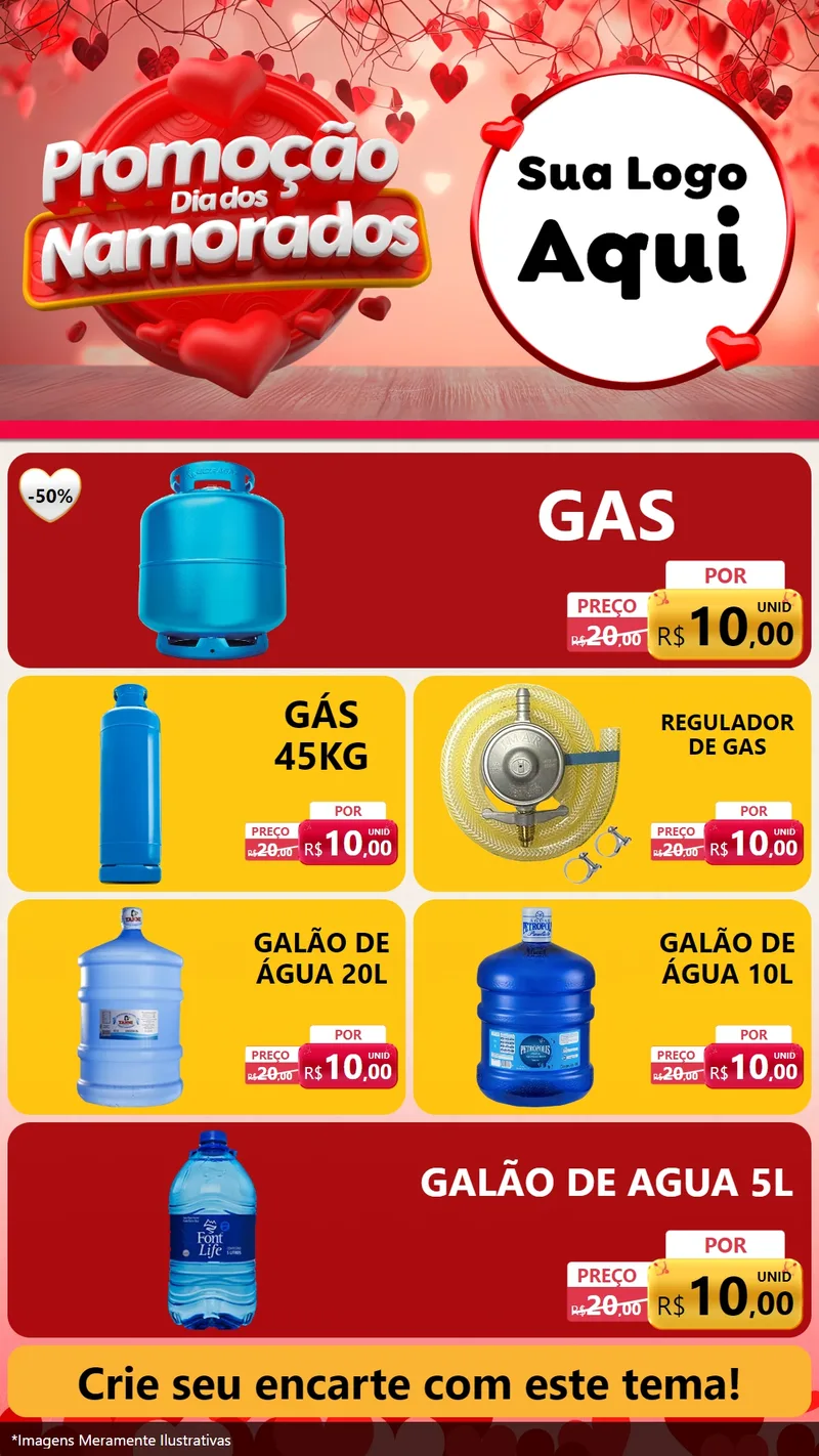 Modelo de TV para TV Vertical com o tema Promoção Dia dos Namorados para Água e gás