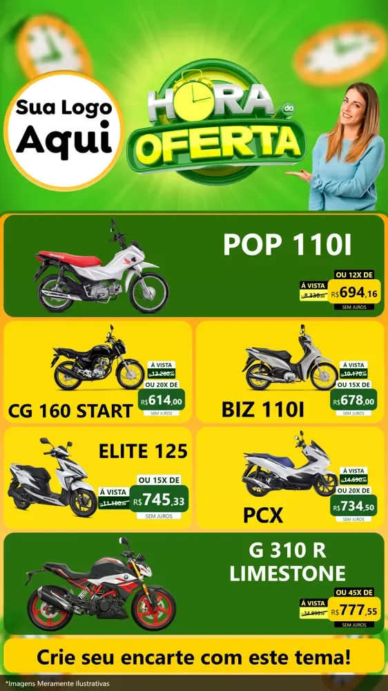 Modelo de TV para TV Vertical com o tema Hora da Oferta para Concessionaria de Motos