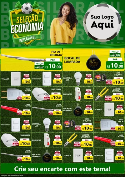 Modelo de Encarte para Encarte A4 Vertical com o tema Seleção de Economia - Copa para Materiais Elétricos