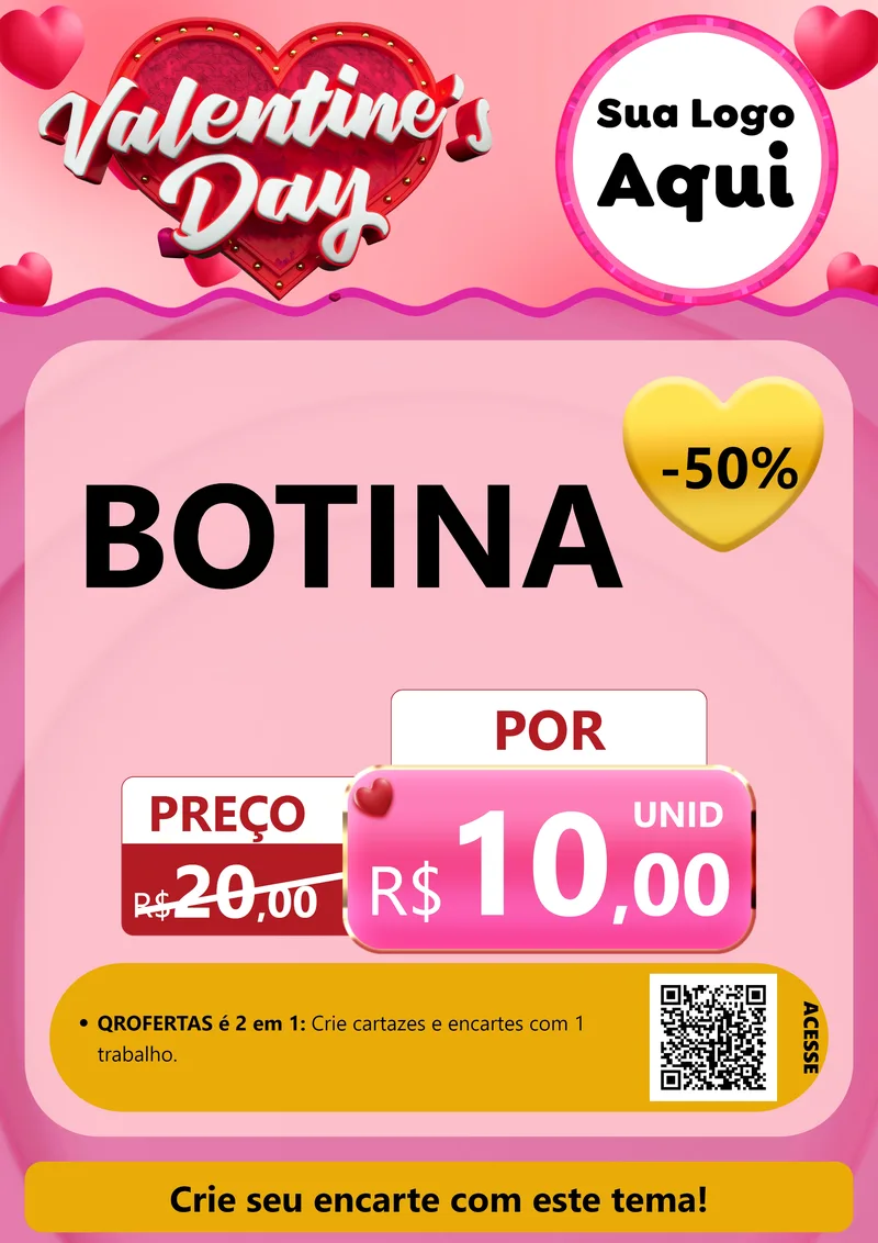 Modelo de Cartaz para Cartaz A4 Vertical com o tema Valentine's Day para Agropecuária
