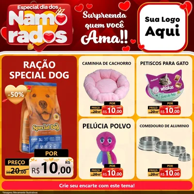 Modelo de Rede Social para Feed Facebook com o tema Especial Dia dos Namorados para Pet Shop