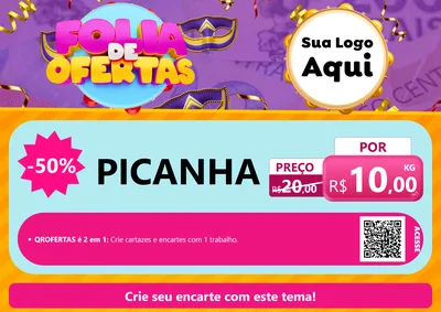 Modelo de Cartaz para Cartaz A4 Horizontal com o tema Folia de Ofertas para Açougue