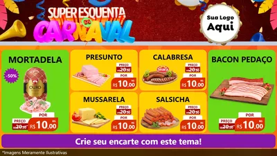 Modelo de TV para TV Horizontal com o tema Super Esquenta de Carnaval para Frios e Laticínios