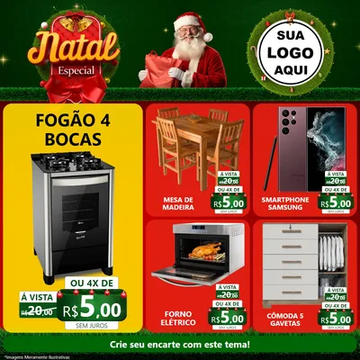Modelo de Rede Social para Feed Facebook com o tema Natal Especial para Móveis e Eletro