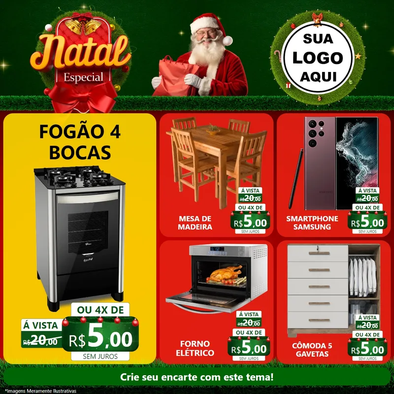 Modelo de Rede Social para Feed Facebook com o tema Natal Especial para Móveis e Eletro