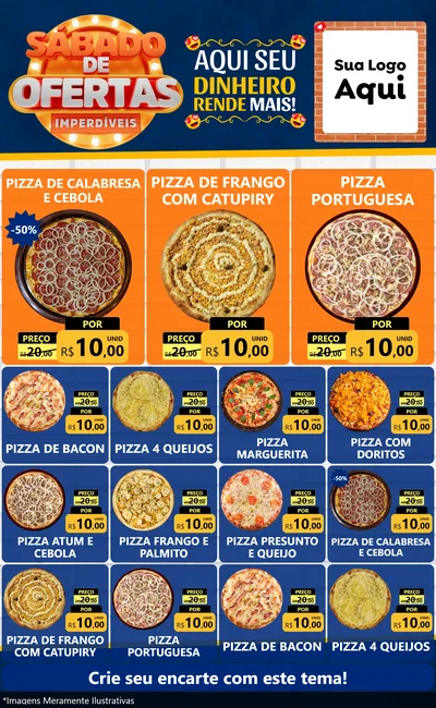 Modelo de Encarte para Encarte Grande com o tema Sábado de Ofertas Imperdíveis para Pizzaria
