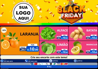 Modelo de Encarte para Encarte A4 Horizontal com o tema Black Friday para Hortifrúti