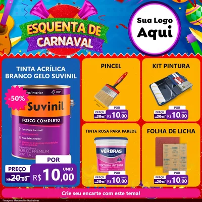 Modelo de Rede Social para Feed Facebook com o tema Esquenta de Carnaval para Tintas e Ferramentas