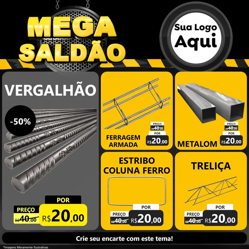 Modelo de Rede Social para Feed Facebook com o tema Mega Saldão para Ferragens