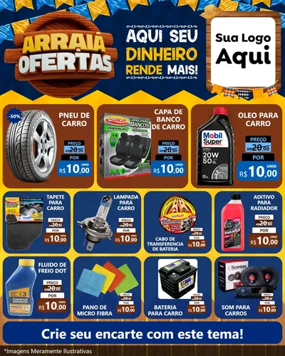 Modelo de Rede Social para Feed Instagram com o tema Arraiá de Ofertas - Junina para Auto peças