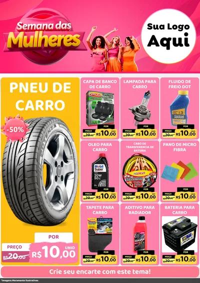 Modelo de Encarte para Encarte A4 Vertical com o tema Semana das Mulheres para Auto peças